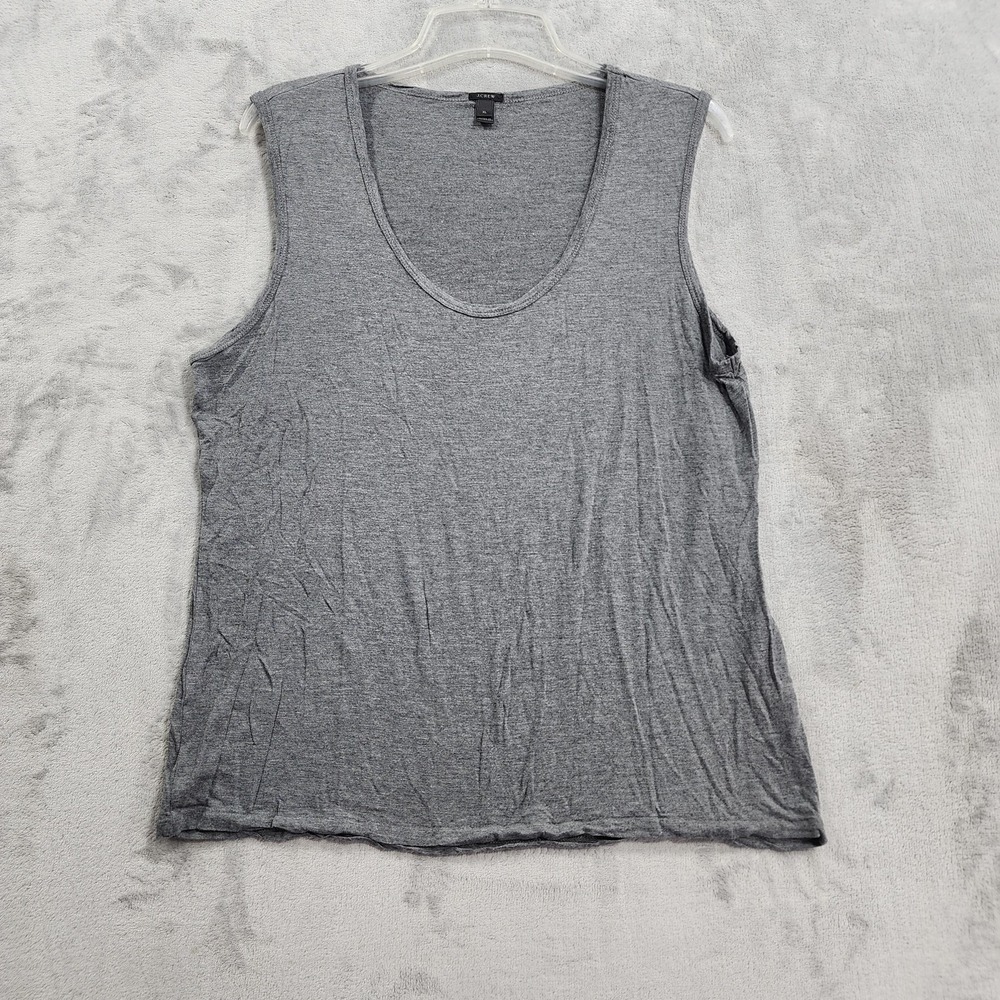 J.Crew Tank Womens XL Gray Scoop Neck Sleeveless Viscose Jersey Basic Casual